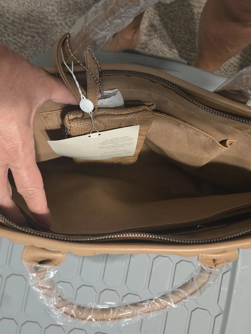 Valentino Orlandi Quilted Tote in Tan